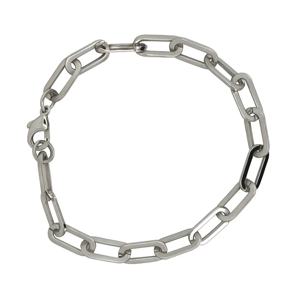 Stainless Steel 9" High Polish Paperclip Bracelet