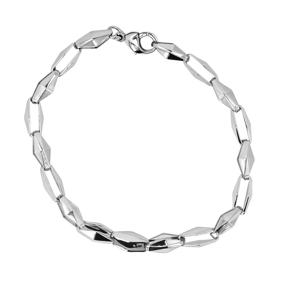 Stainless Steel 9" High Polish Diamond Shaped Bracelet