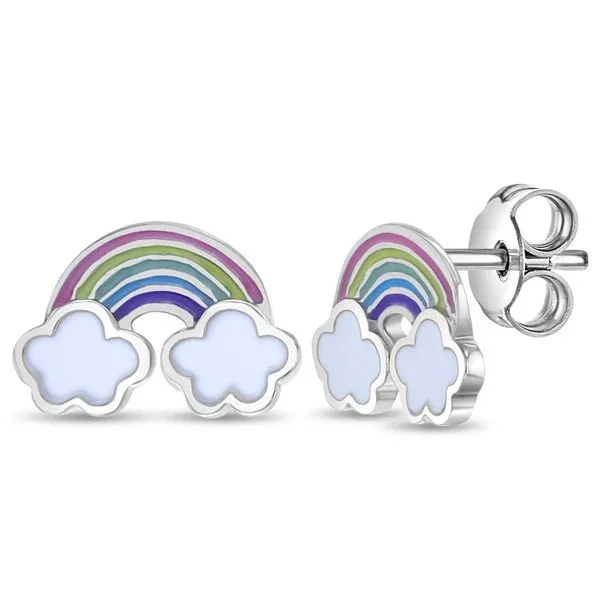 Sterling Silver Enamel Rainbow Children's Earrings