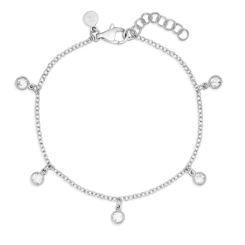 Sterling Silver Clear CZ Charm Children's Bracelet