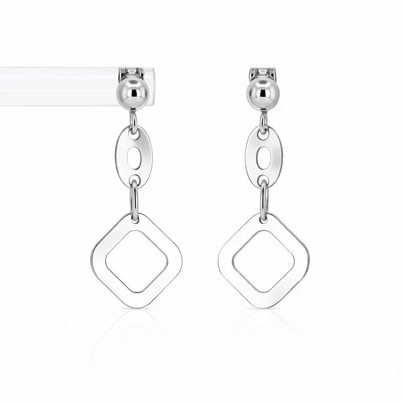 10K White Gold Dangle Stud Earrings