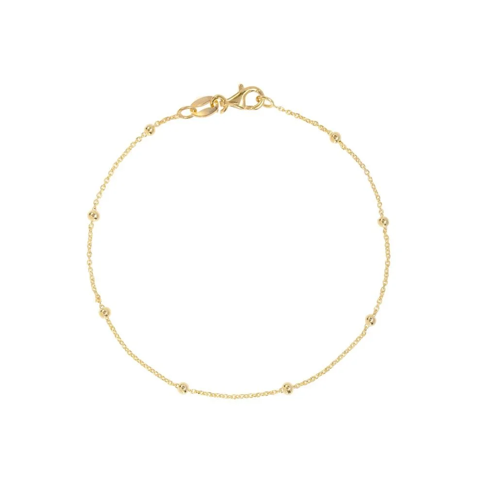 14k Gold Plated Beaded Chain Bracelet