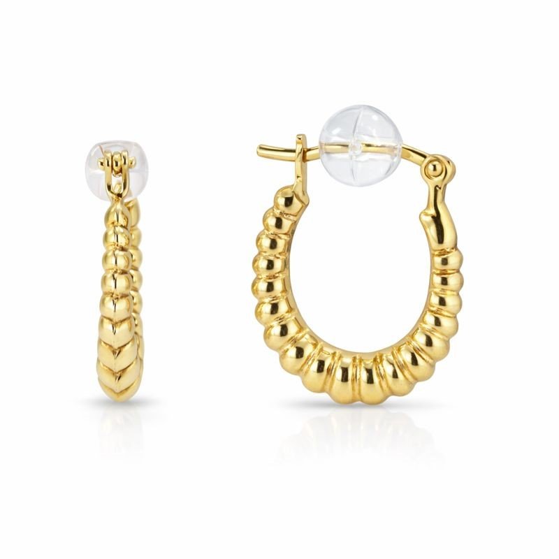 10K Yellow Gold High Polish Shrimp Design Hoops