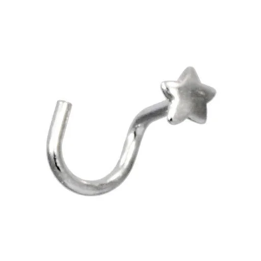 14K White Gold High Polish Star Nose Screw