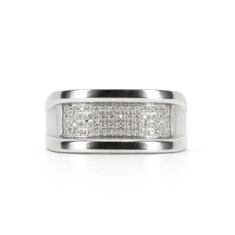 Sterling Silver Pavé Set Diamond Band Ring
