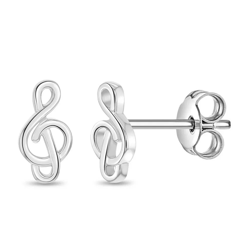 Sterling Silver Treble Clef Children's Earrings