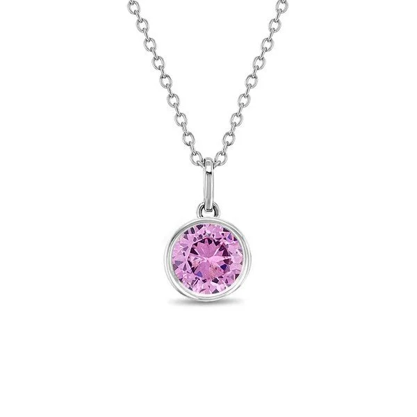 Sterling Silver Pink CZ Children's Necklace