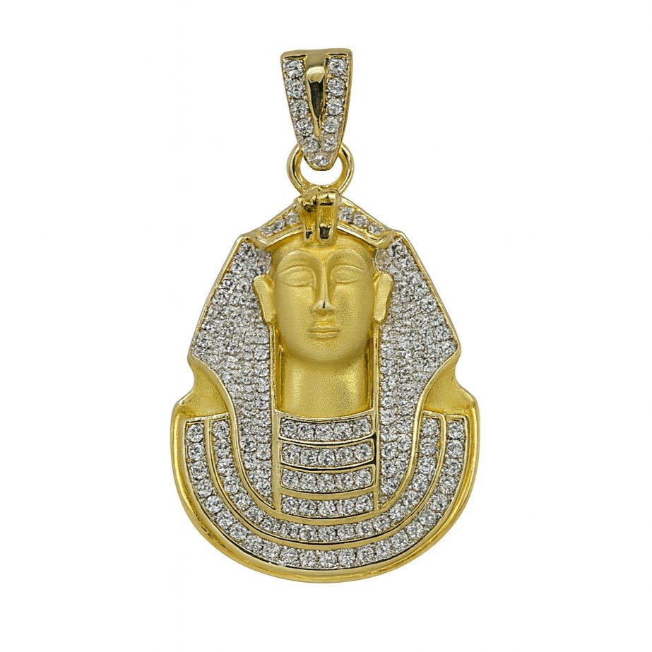 Gold Plated CZ King Tut Pendant