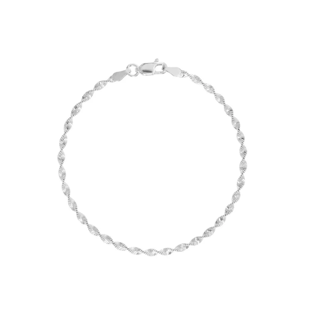 Rhodium Plated Twist Chain Bracelet