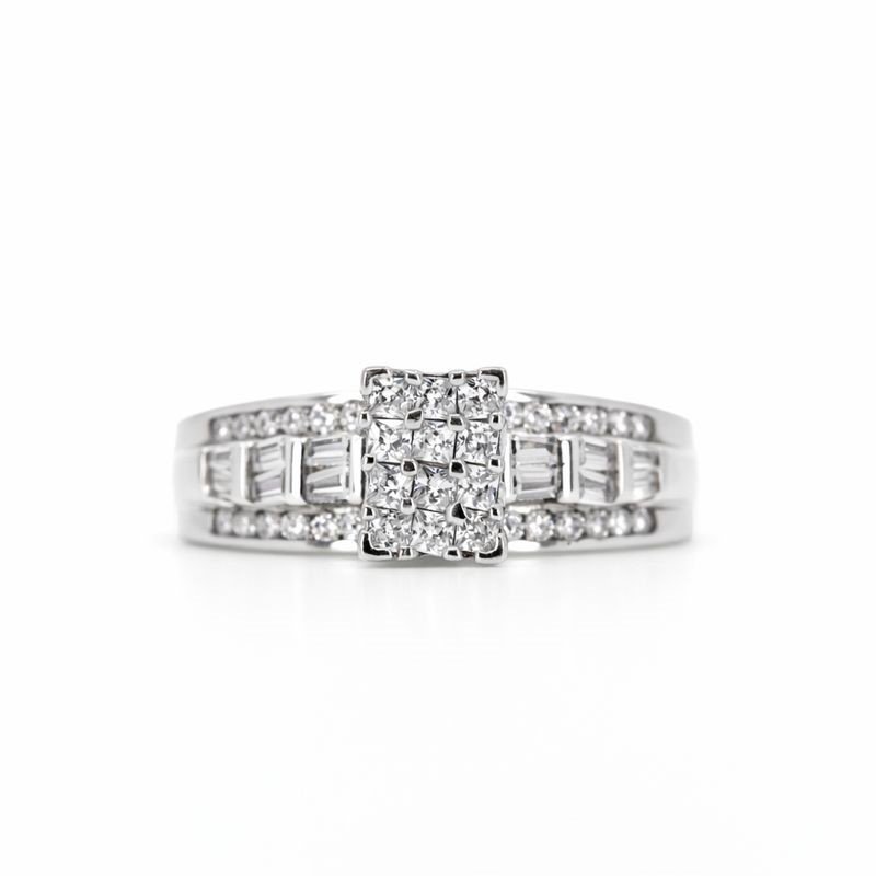 Sterling Silver Plated Prong-Set CZ Ring
