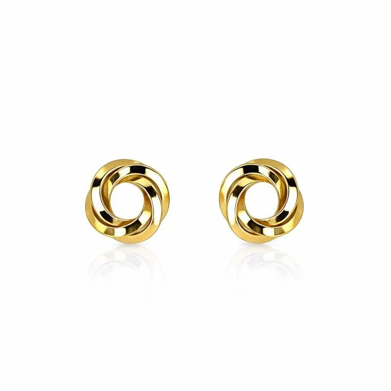14K Yellow Gold High Polish Love Knot Stud Earrings