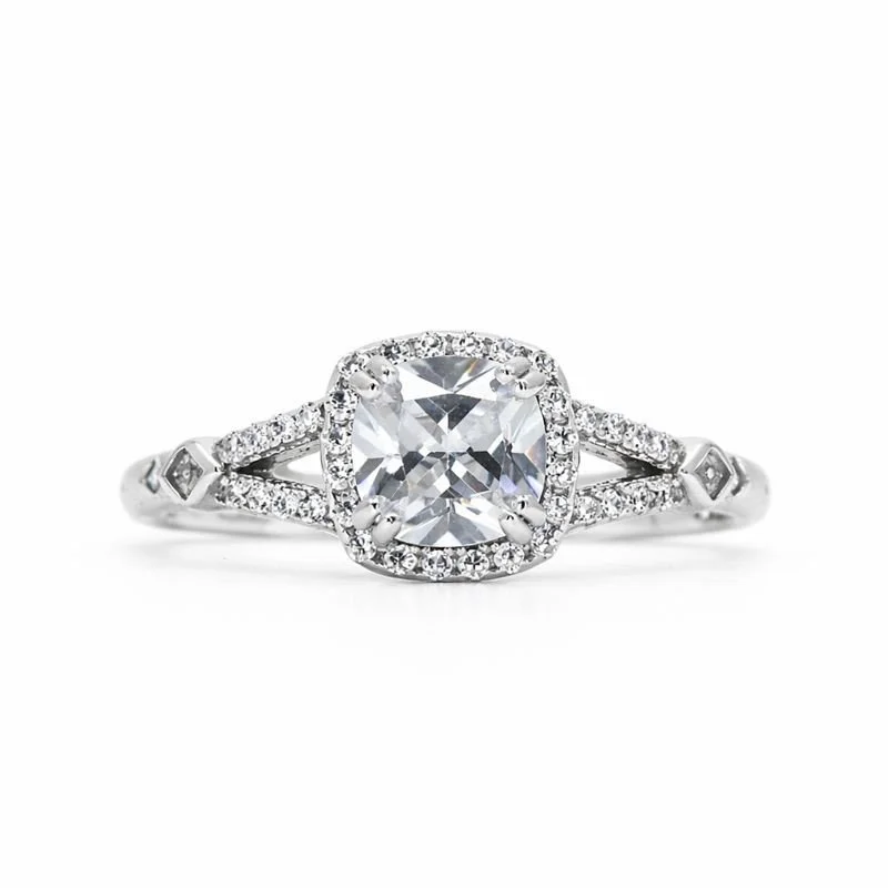 Sterling Silver CZ Halo Ring