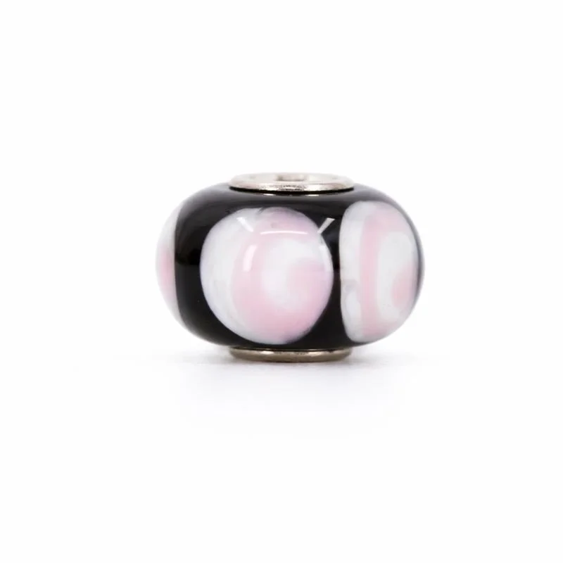 Sterling Silver Black, White & Pink Spotted Murano Glass Bead Charm