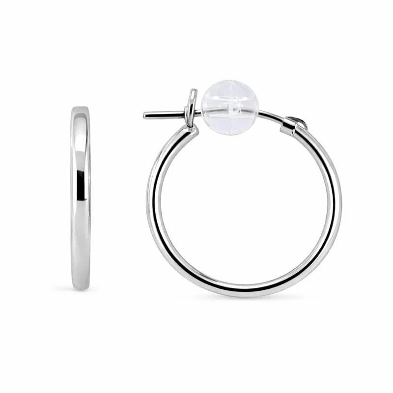 14K White Gold High Polish Hoop Earrings