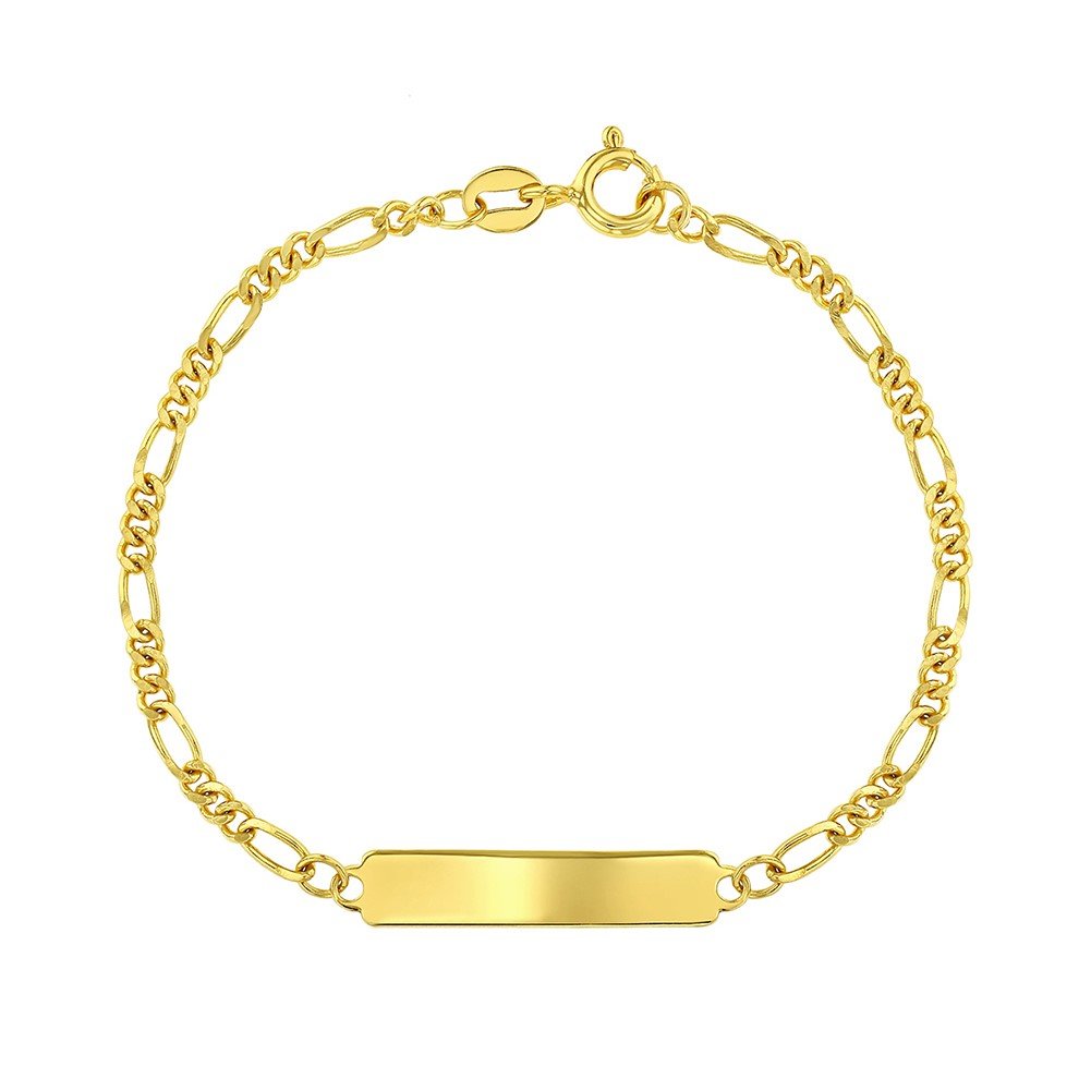 Yellow Gold Plated Figaro Children's Engravable ID Bracelet