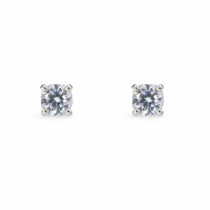 10K White Gold Swarovski Crystal Stud Tension Back Earrings