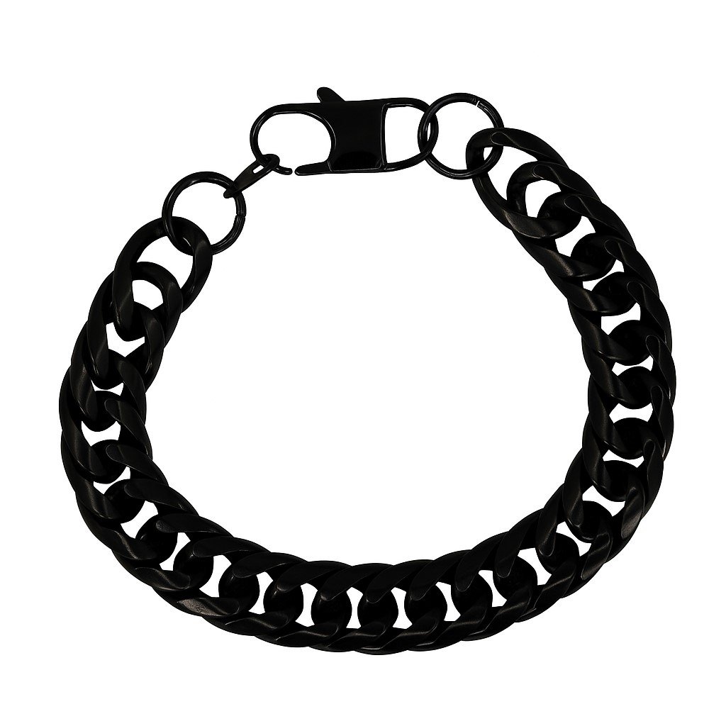 Stainless Steel 8" Black Rhodium Double Curb Men’s Bracelet