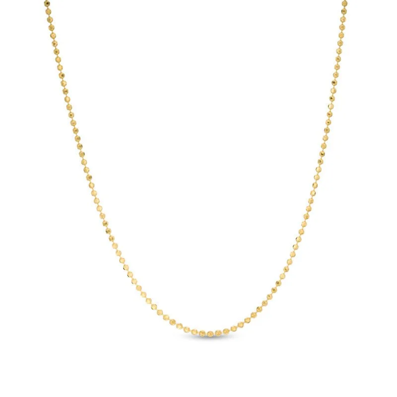 14K Yellow Gold Plated Diamond-Cut Bead Link 2.5mm Chain