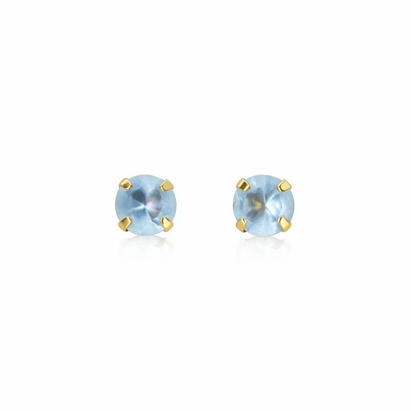 10K Yellow Gold Light Blue Topaz Stud Earrings