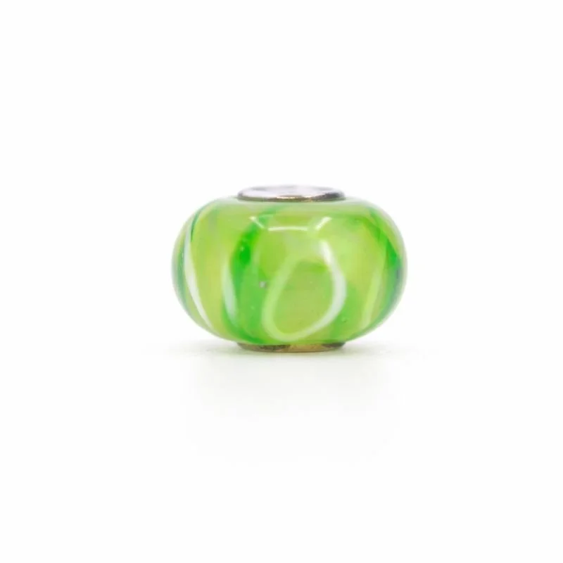 Sterling Silver Light Green, White, & Green Swirl Murano Glass Charm