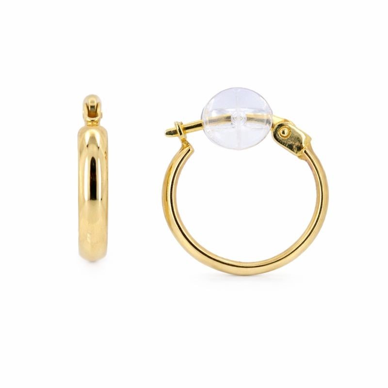 14K Yellow Gold High Polish Huggie Hoop Earrings