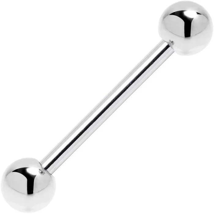 14K White Gold 14G Straight Barbell