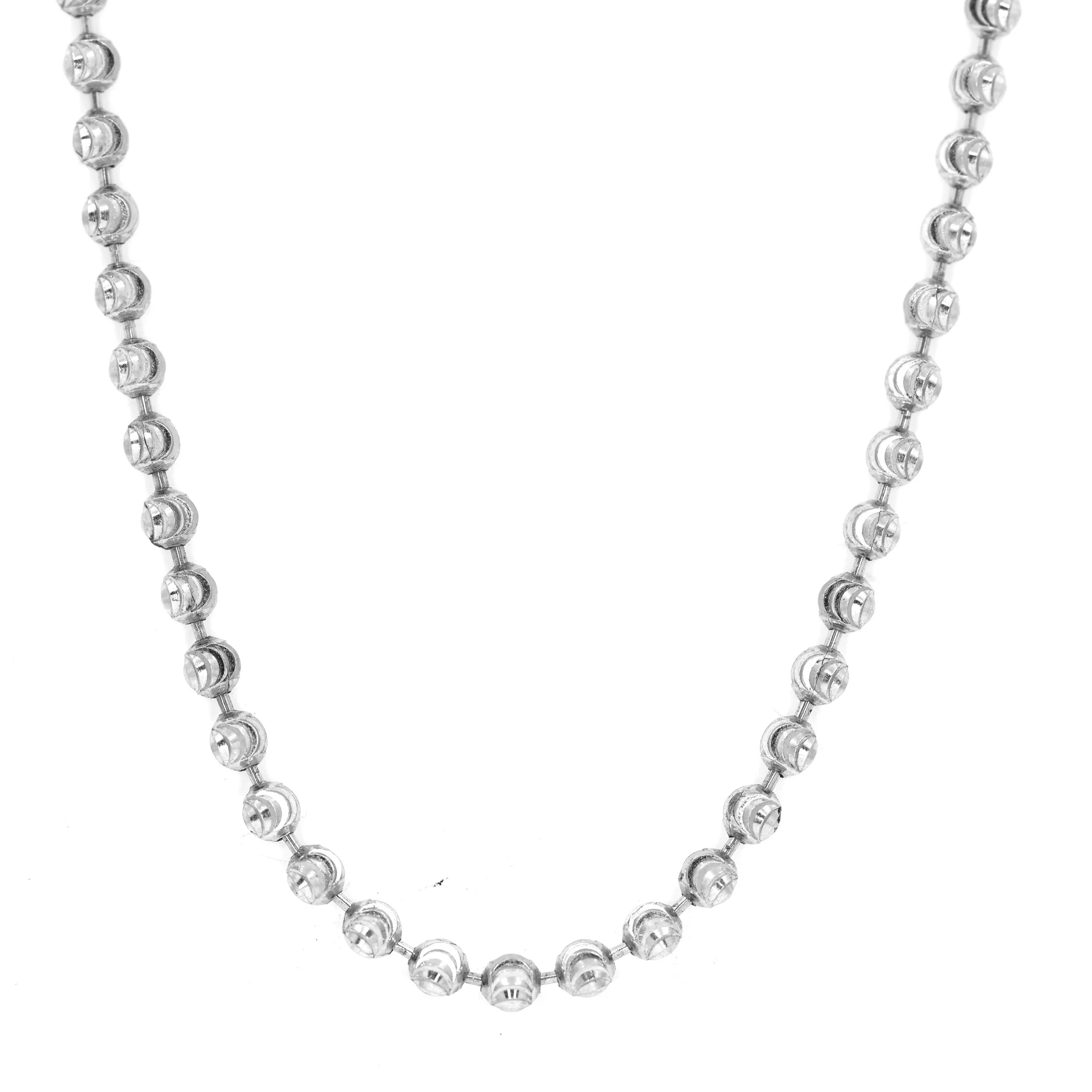 Sterling Silver 3mm Diamond-Cut Bead Link Chain