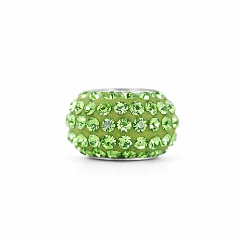 Sterling Silver Light Green Swarovski Crystal Bead Charm