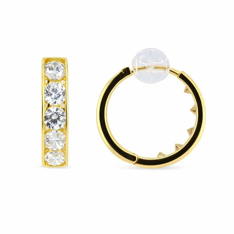 14K Yellow Gold CZ Huggies