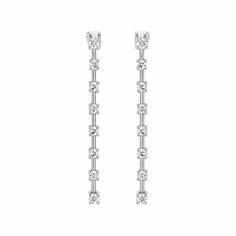 14K White Gold CZ Dangle Stud Earrings