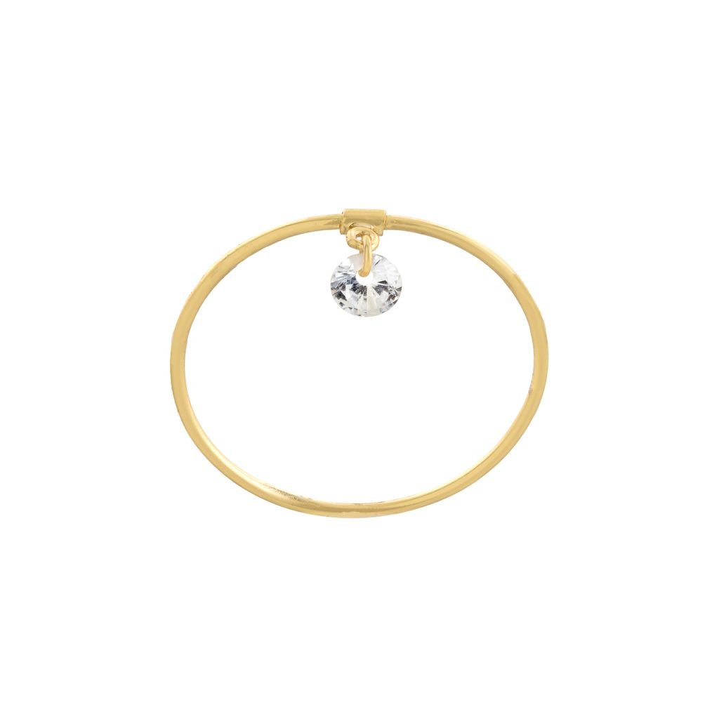14k Gold Plated Dangle CZ Ring