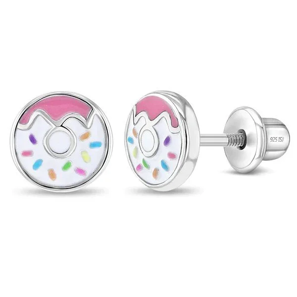Sterling Silver Enamel Donut Children's Earrings