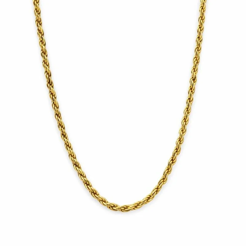 14K Yellow Gold Plated Diamond-Cut 1.5mm Rope Link 28" Chain