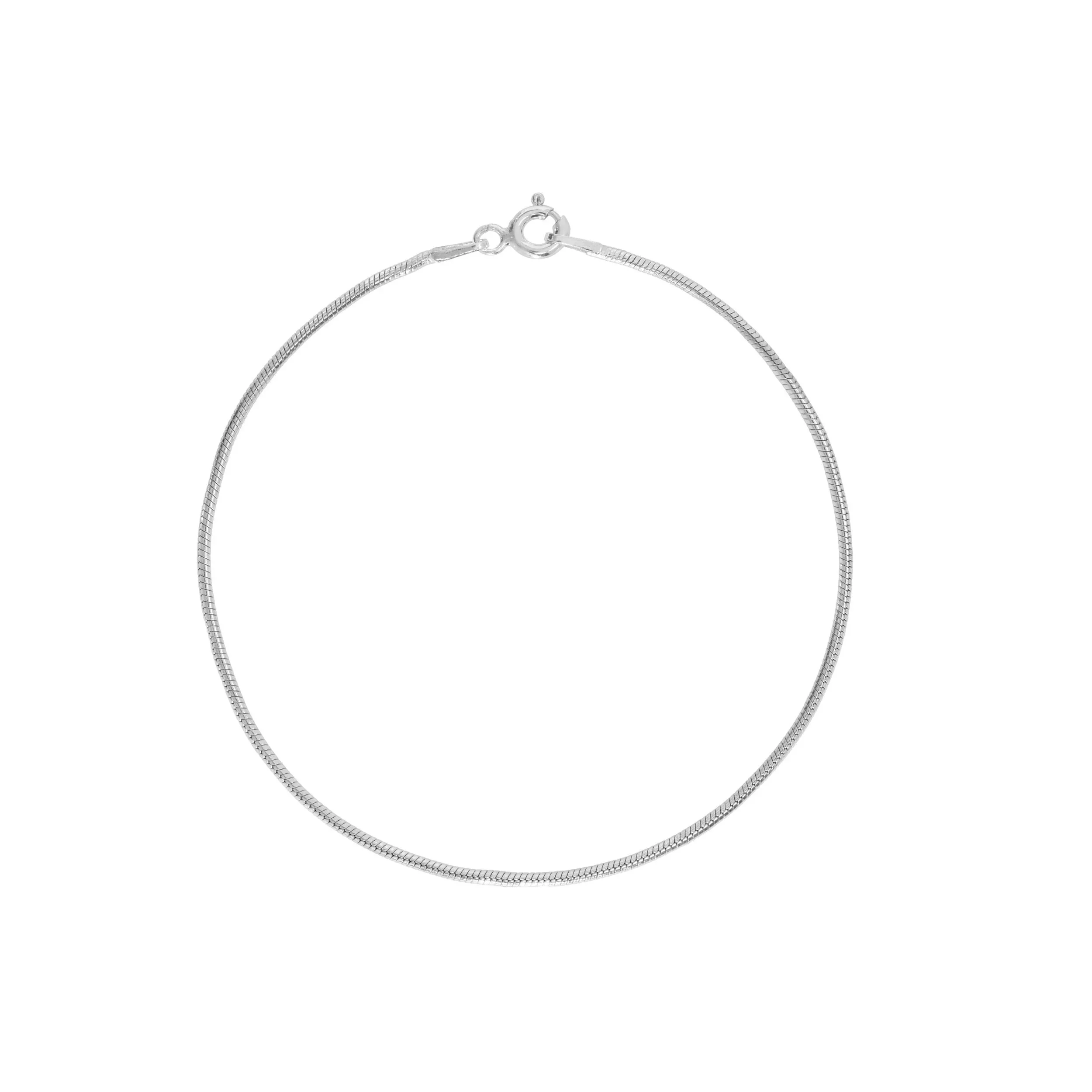 Rhodium Plated Round Snake 8" Bracelet