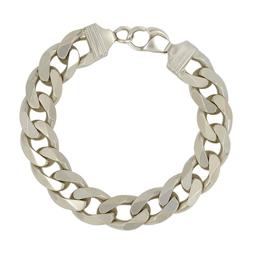 Sterling Silver 8" 14.1mm Curb Link Men’s Bracelet