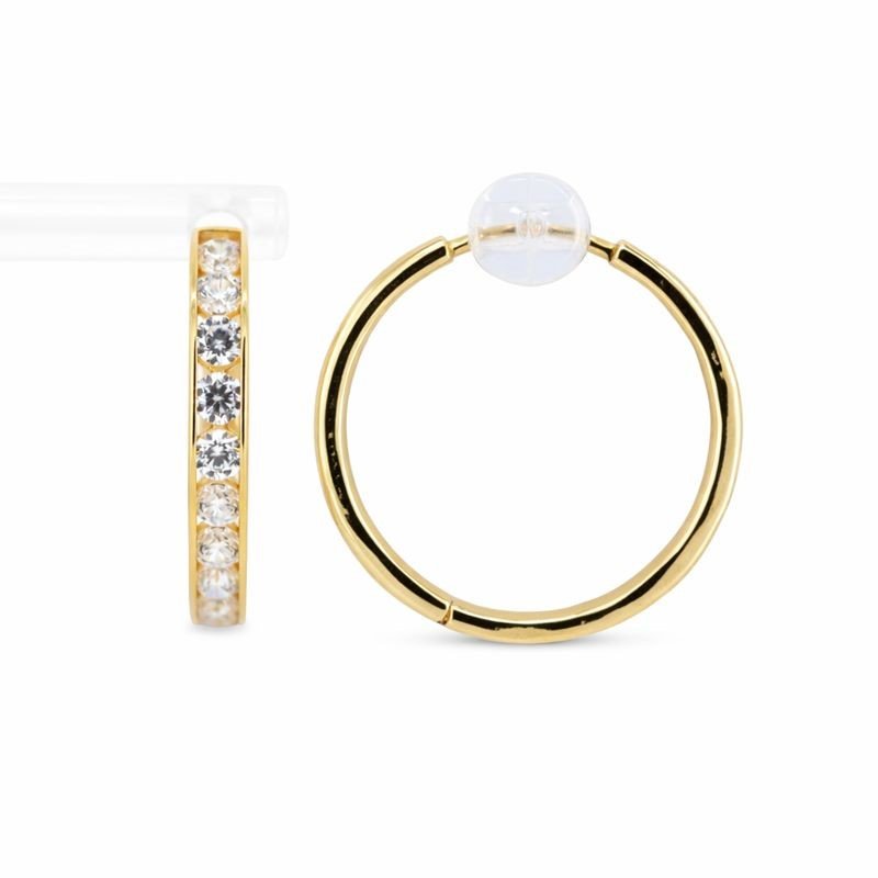 14K Yellow Gold CZ Huggies
