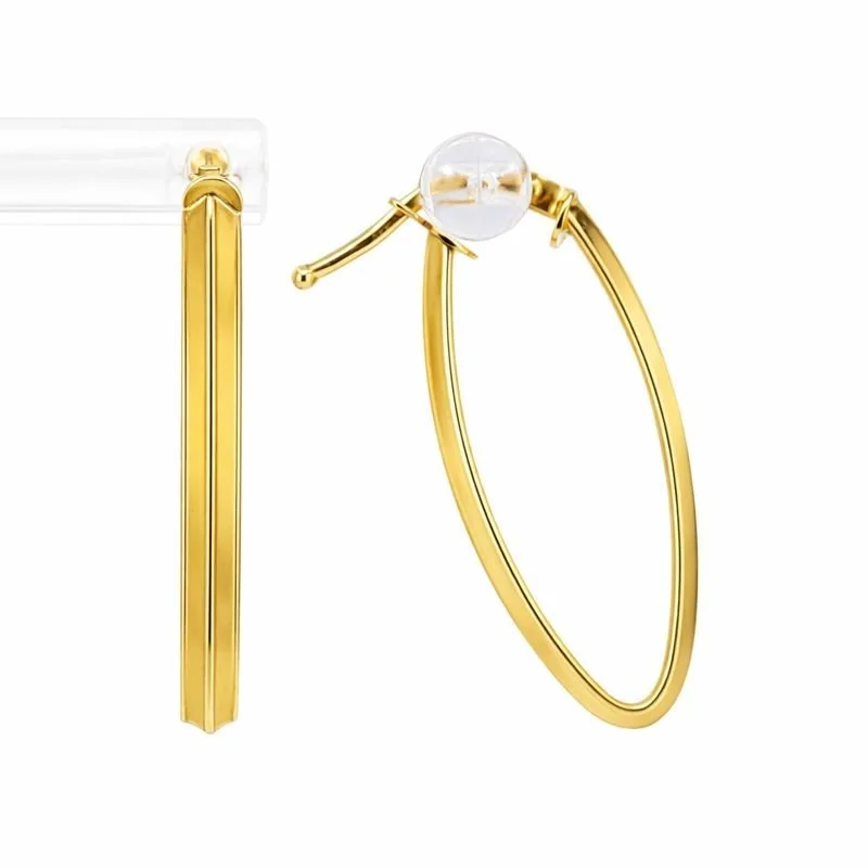14K Yellow Gold Knife Edge V-Shape Hoops