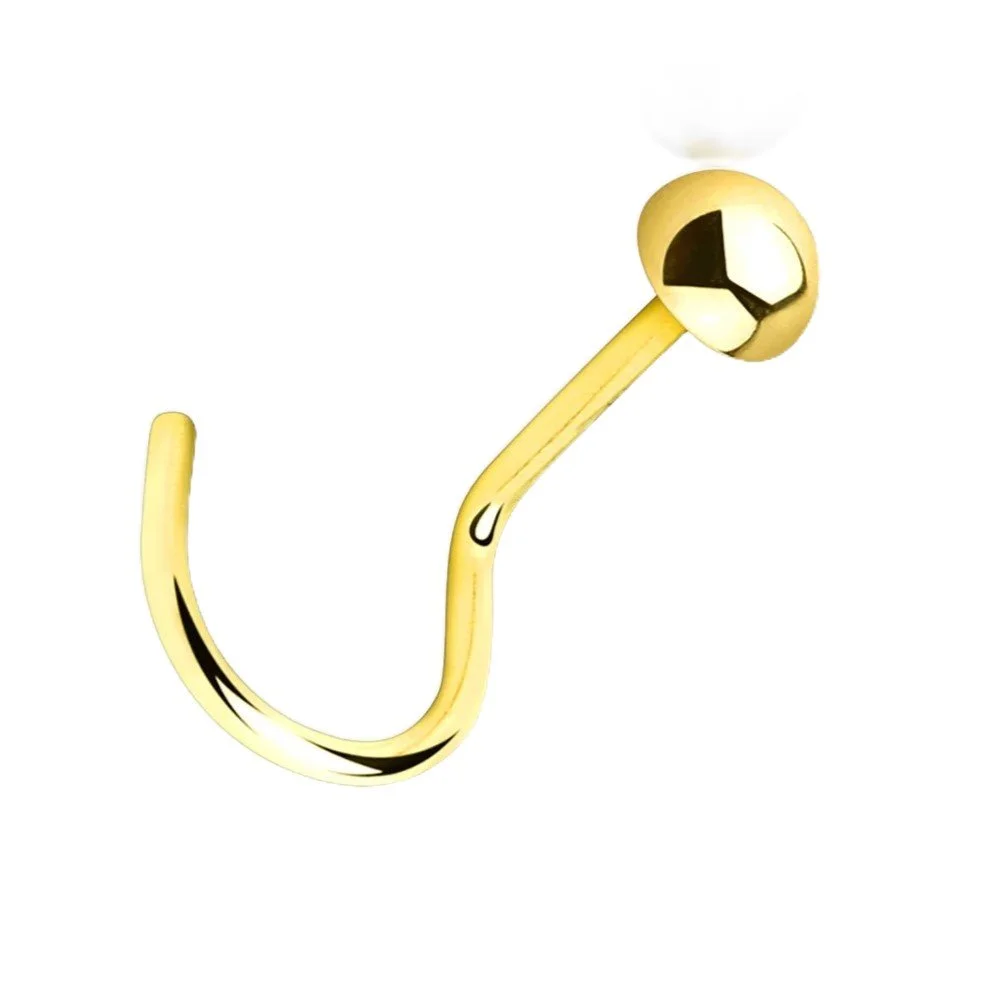 14K Gold Half Ball Nose Screw