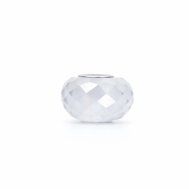Sterling Silver White Checkered CZ Bead Charm