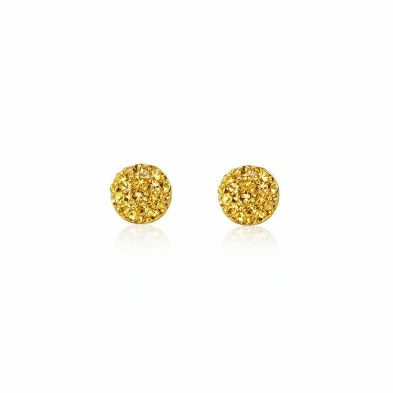 10K Yellow Gold Orange Druzy Crystal Stud Earrings