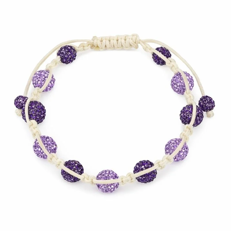 Purple & Light Purple Swarovski® Crystal Macramé Adjustable Bracelet