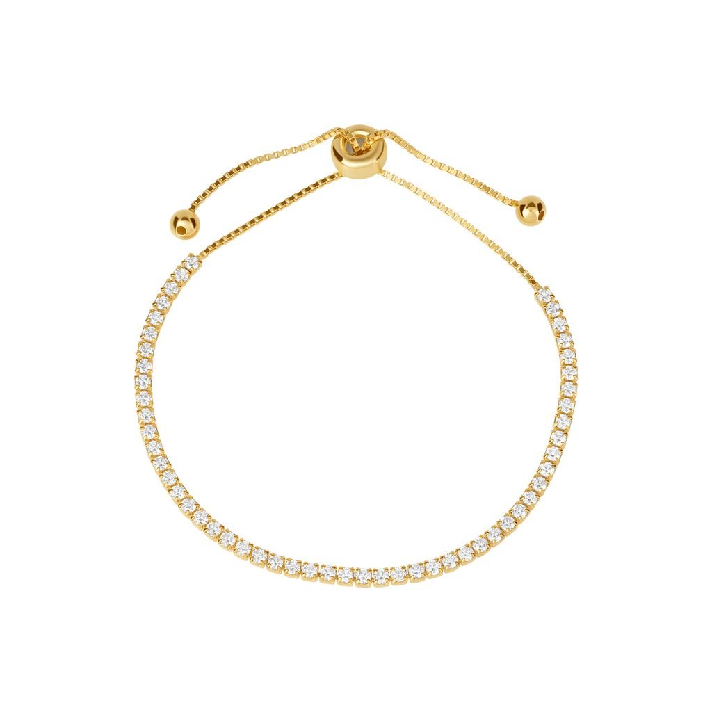 14k Gold Plated CZ Accented Adjustable Bracelet