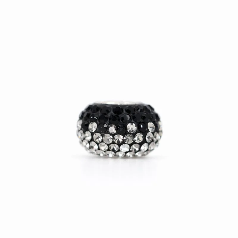 Sterling Silver Black & White Swarovski Crystal Bead Charm