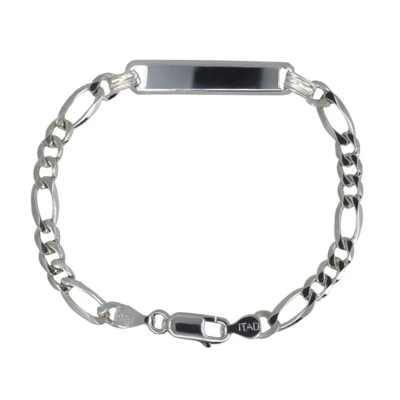 Sterling Silver Figaro Link Baby Engravable ID Bracelet