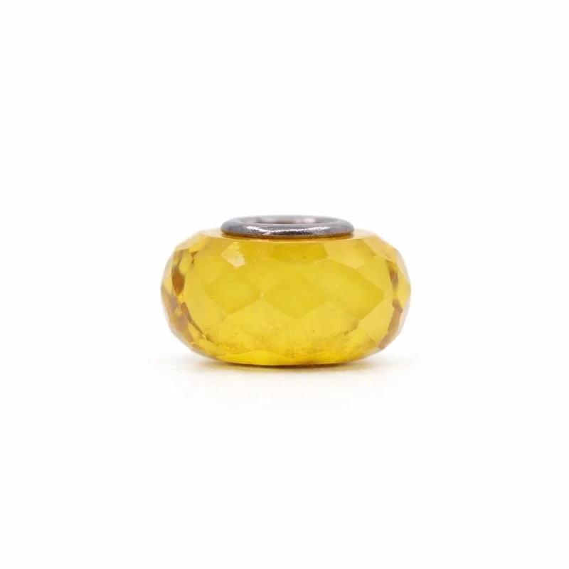Sterling Silver Yellow Checkered CZ Bead Charm
