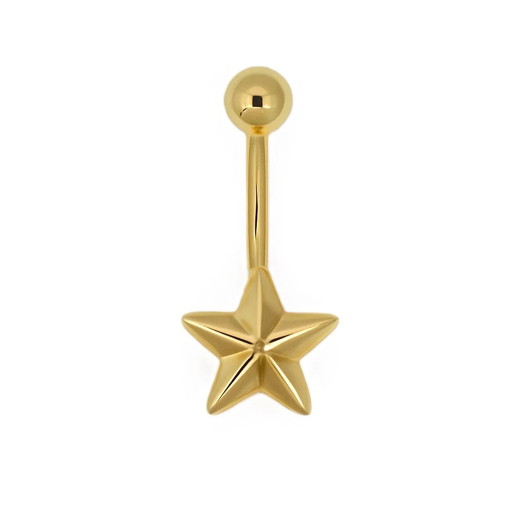 14K Gold Star Navel Ring