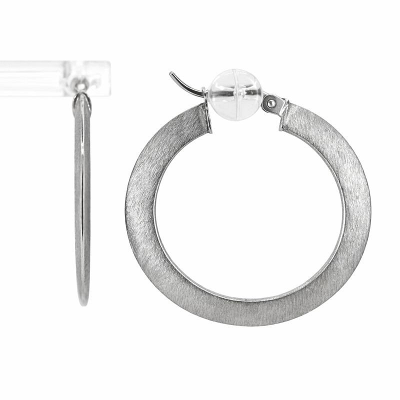14K White Gold High Polish Graduated Circle Hoop Earrings