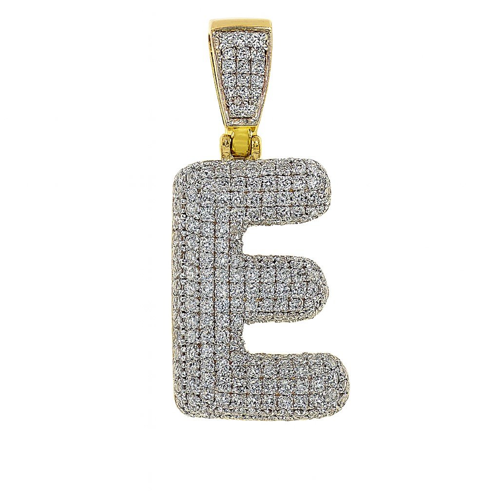 Gold Plated Bubble CZ Initial “E” Pendant