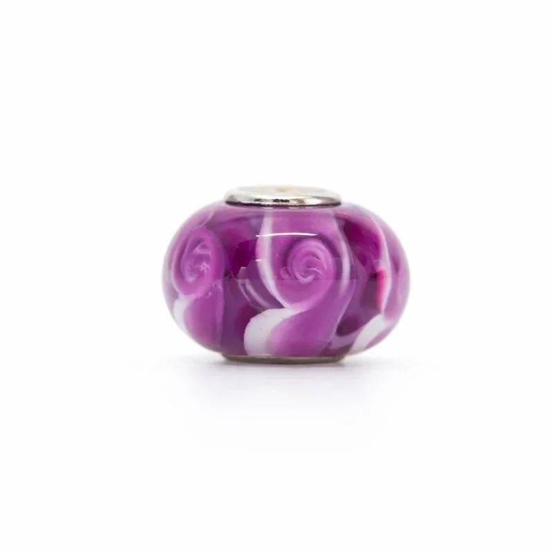 Sterling Silver Purple, White, & Light Purple Swirl Murano Glass Charm