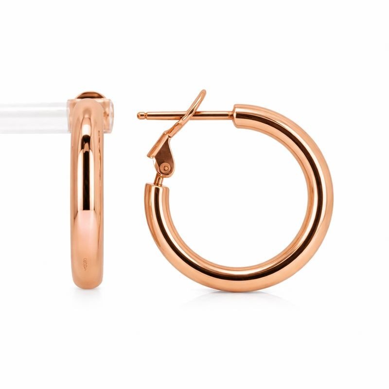 14K Rose Gold High Polish Hoop Earrings